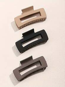 4入組純色霧面中空髮夾，具有強大的防滑力，適合女士，簡約霧面矩形髮夾，可用於女士薄或厚髮的夾子造型配件