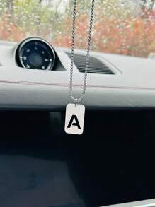 1入金屬字母汽車吊飾，車後視鏡掛飾 - 銀色 - 查看 1