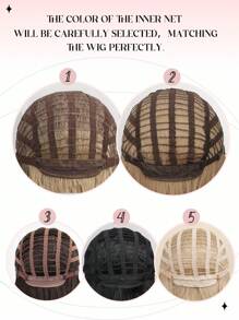 万圣节假发，黑色带绿色挑染，长卷发，带刘海。编织合成纤维假发，适合日常佩戴，逼真头皮，角色扮演假发。 - 橘色 - 查看 11