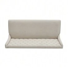 LIVINGANDHOME Living And Home Beige Upholstered Tufted Dining Bench - Beige - View 7