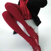 Women Tights - 酒紅色 - 查看 1