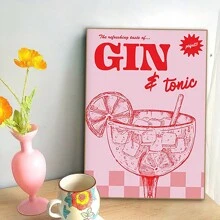 FajerminArt 1入組調酒標題畫布海報，金湯力水，家居裝飾酒吧廚房裝飾，不帶框 - 彩色 - 查看 4