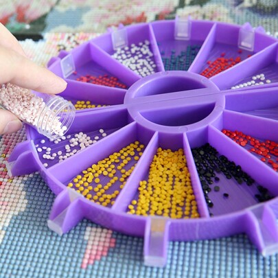 6 Grids Diamond Painting Drill Tray, With Plastic Brush, For DIY Rhinestone Sorting And Crafts Making