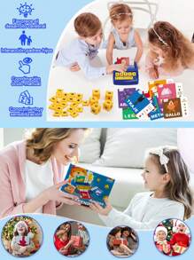 Juguetes Didactico Niños Educativo Números Y Letras Español, Juegos Educativos De Cartas Para Que Los Ninos Aprendan - Azul - Ver 7