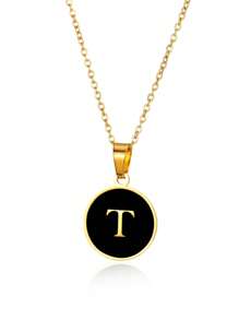 優雅精美的O形鍊環26個字母項鍊吊墜，金色簡約項鍊，適合作為女孩的節日生日禮物，不鏽鋼珠寶