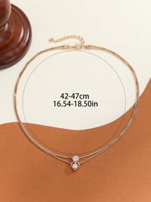 Collar de cadena a capas zirconia cúbica adorno - Dorado - Ver 4