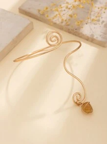 1 peça estilo boêmio vintage assimétrico cristal turquesa pingente espiral aberto pulseira, adequado para uso diário feminino e decoração casual de férias, charmoso presente de joia corporal (formato e tamanho do pingente turquesa aleatórios)