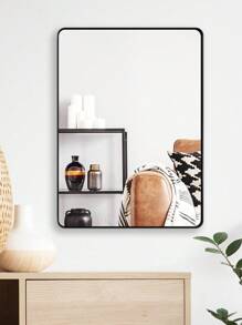 1入22" x 30"黑色金屬框架浴室牆鏡，梳妝臺矩形圓角鋼化玻璃鏡，清晰反射，現代農舍風格霧黑色 - 22inch*30inch - 查看 4