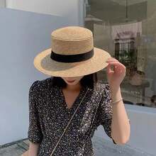 Mũ che nắng dệt phẳng màu trơn cho cả nam và nữ, có thể gập lại cho các hoạt động ngoài trời, kỳ nghỉ & du lịch - A - Xem 1