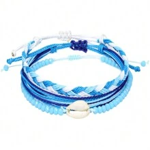 3 Stücke/Set "Surf String" Wellen Schnur Armbänder für Frauen, Mädchen und Teens - Freundschafts-Boho-Armbänder aus wasserdichtem, verstellbarem geflochtenem Garn. Ideal für Strandurlaub und als BFF-Geschenk.