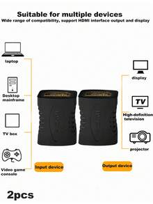 2pcs Black HDMI-Compatible Female To Female Coupler Adapter - Black - View 2