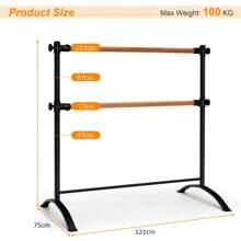 4 FT Portable Ballet Barre, Freestanding Double Ballet Bar, Height-Adjustable Bar For Stretch, Ballet, Workout, Fitness Dance Bar, Home Gym School Balance Ballet Barre For Adults & Kids - Black - View 2