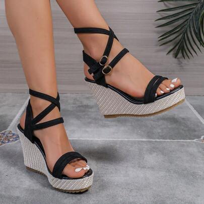 Women's Wedge Heel Sandals With Increased Height, Thick High Heels, Waterproof Platform And Peep Toe