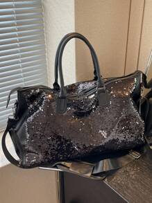 新款时尚旅行包，纯色设计独特，饰有闪亮亮片，适合短期旅行和健身，配有独立鞋隔层，容量大，用途广泛，精致小巧。适用于旅行箱、旅行袋、健身包、行李袋、周末包、行李袋、随身包、大学包、行李袋、周末包、医院包、假日包、冬季包、学校包、学校配件、学校用品 - 彩色 - 查看 7