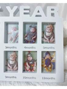 1 件“我的第一年”婴儿儿童成长记录相框，塑料刻字一岁纪念相框，可用于墙壁或桌面装饰婴儿洗礼家庭装饰礼物婴儿洗礼复活节礼物，适合女孩/男孩