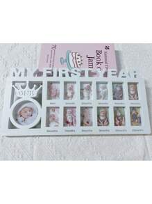 1 件“我的第一年”婴儿儿童成长记录相框，塑料刻字一岁纪念相框，可用于墙壁或桌面装饰婴儿洗礼家庭装饰礼物婴儿洗礼复活节礼物，适合女孩/男孩