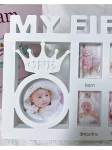 1 件“我的第一年”婴儿儿童成长记录相框，塑料刻字一岁纪念相框，可用于墙壁或桌面装饰婴儿洗礼家庭装饰礼物婴儿洗礼复活节礼物，适合女孩/男孩