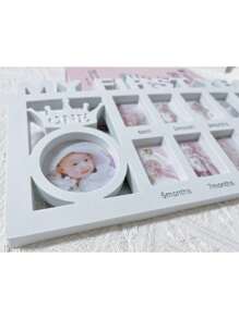 1 件“我的第一年”婴儿儿童成长记录相框，塑料刻字一岁纪念相框，可用于墙壁或桌面装饰婴儿洗礼家庭装饰礼物婴儿洗礼复活节礼物，适合女孩/男孩