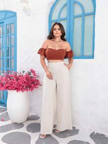 Women Pants - 米色 - 查看 2