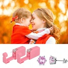 4 Packs Ear Piercing Kit Disposable Ear Piercing Gun Self Ear Piercings Gun Kit Tool With Cubic Zirconia Stud Earrings,At Home Self Ear Piercer Kit - White Or Pink - View 7