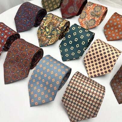 1 件印花 Perry Ellis 手工领带，适合日常商务和派对男士领带