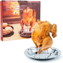 1PC Grilled Chicken Rack, Silver Stainless Steel Chicken Roaster Rack, Turkey Stand Holder For Kitchen - Silver - View 12