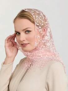 1 Stück Damen Frühling & Herbst Floral Spitze Dreieckstuch, klassischer atmungsaktiver Cut Out einfarbiger Schal, dekorativer Kopfumhang, Schleier, geeignet für Alltag & Urlaub, Valentinstag - Dreieckstuch - Übersicht 7