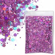 50克全息混合六边形粗粒银色亮片美甲亮片，0.2毫米/1毫米/3毫米激光闪亮薄片，美甲装饰 - 彩色 - 查看 19