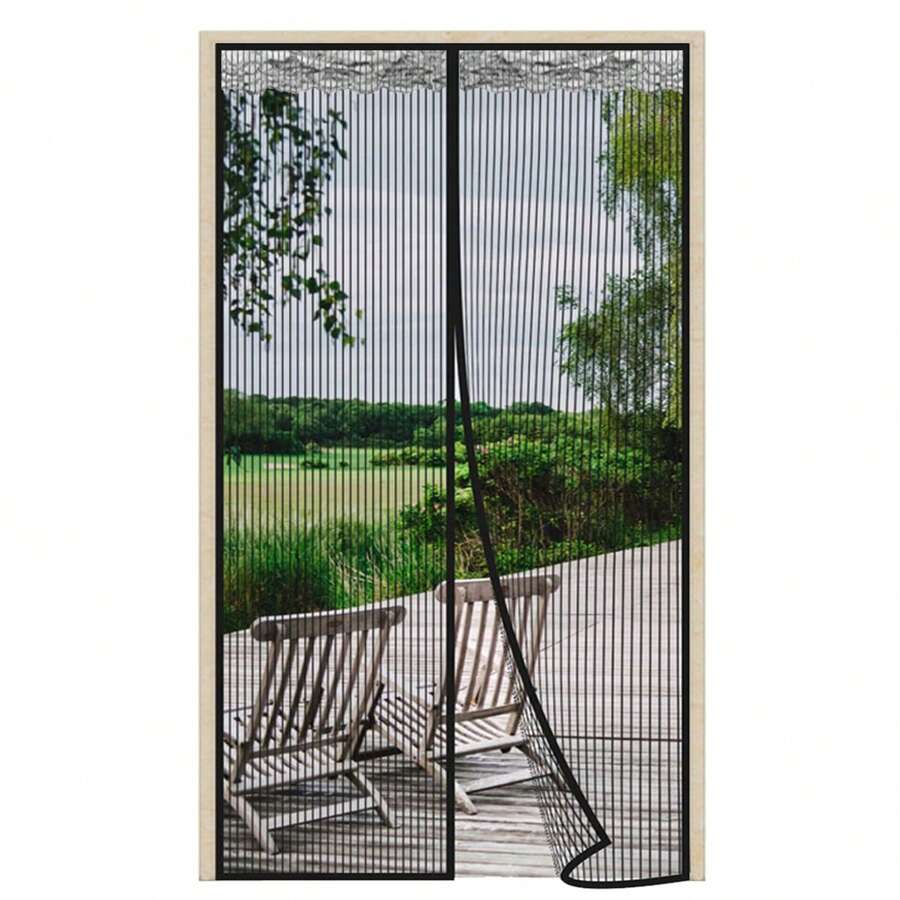 磁性网状窗帘带钩环防蚊软纱门夏季卧室家用加密沙窗沙门隔断纱窗网状黑色 - 黑色 - 查看 1