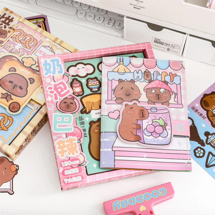 1 pieza Libro silencioso de Capibara en caja de regalo - Libro con mecanismo de porpoise de dibujos animados, pegatinas lindas, material para manualidades DIY (estilo aleatorio) - Multicolor - Ver 1