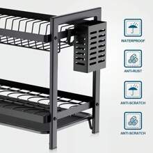 Escurridor de Trastes, Escurridor de Platos Acero Inoxidable, Escurridores para Trasteros 3 Niveles, Escurreplatos con Bandeja de Drenaje, Soporte para Utensilios y Tabla de Cortar para Cocina