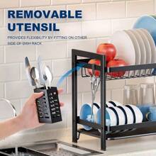 Escurridor de Trastes, Escurridor de Platos Acero Inoxidable, Escurridores para Trasteros 3 Niveles, Escurreplatos con Bandeja de Drenaje, Soporte para Utensilios y Tabla de Cortar para Cocina