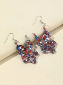 1雙閃閃發亮的美式設計歡樂慶祝美國國旗色亞克力拖鞋比基尼造型耳環，適合女性與美國派對用，慶祝美國日的配飾珠寶 - 彩色 - 查看 11