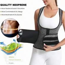 女士運動腰帶氯丁橡膠拉鍊背心塑身衣，壓縮背心產後瑜伽控制腹部束腰腰夾 - 灰色 - 查看 3