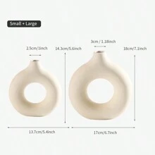 1 件白色陶瓷白色花瓶用于装饰，现代家居装饰花瓶，波西米亚风花瓶用于装饰，圆形花瓶，圆形花瓶，甜甜圈花瓶，装饰花瓶适用于婚礼晚宴桌派对客厅办公室卧室室内装饰，家居装饰，花瓶，中心装饰，桌面装饰 - 黃色 - 查看 12