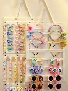 1pc Organize Your Little Princess' Hair Accessories With This Stylish Hair Bow Holder Butterfly Hairpin Storage Rack, Butterfly Hair Accessories Storage Box, For Headbands, Hairpins, Hairbands, Hair Ties For Girls, Children And Women's( Horizontal) - White - View 3