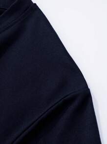 Camiseta con estampado para niño preadolescente, casual de manga corta con cuello redondo, color azul oscuro, parte superior de verano