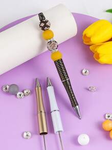 24入組矽膠珠寫字筆套裝，含3支膠墨珠筆和多種隔珠，適用於DIY珠寶製作、手工藝、辦公室、學校及贈品 - 24pcs/set - 查看 11