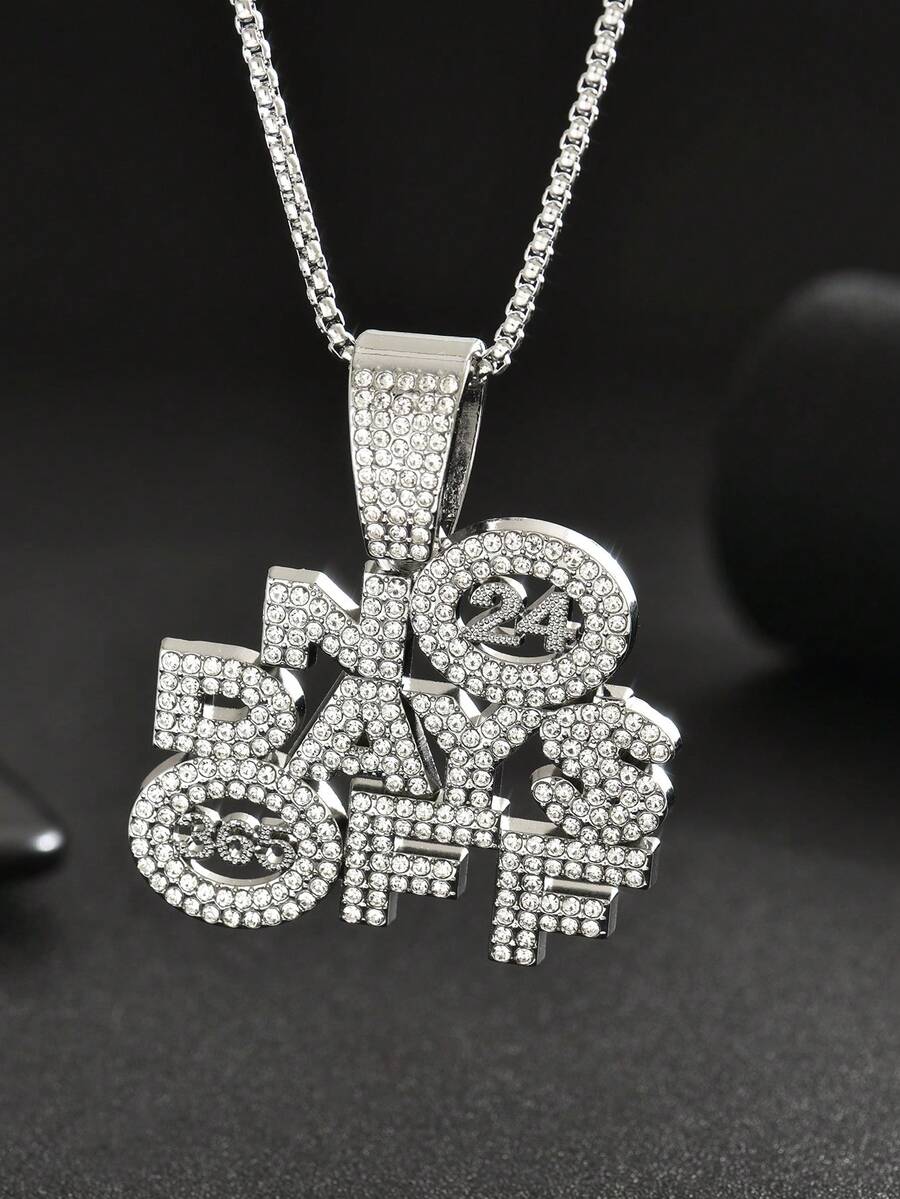 1 chiếc Hip Hop lớn không có ngày nghỉ mặt dây chuyền chuỗi thời trang sáng tạo vòng cổ cho nam đồ trang sức - Bạc - Xem 1