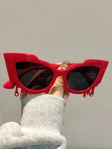 1 件红色 OOTD 多风格性感火焰红可选夏季可爱 Y2K 季节青睐经典颜色年轻女士时尚眼镜带心形水钻装饰万圣节圣诞节时尚基础秋冬女士服装商务休闲礼物 - 紅色 - 查看 18