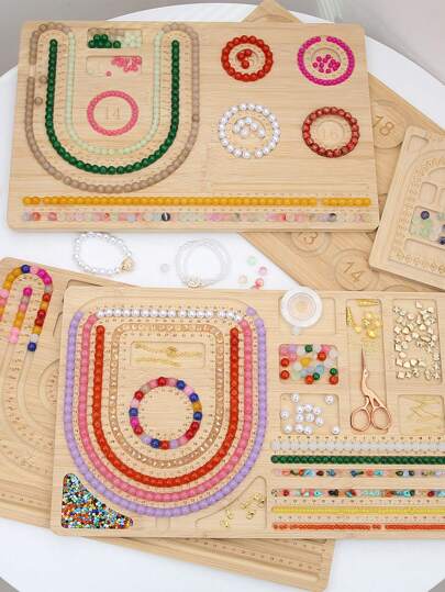 1 Pieza Tablero De Diseño De Cuentas De Madera Para Hacer Joyas Diy Para Pulseras, Collares, Cuentas Y Otros Suministros De Herramientas De Manualidades Hechas A Mano