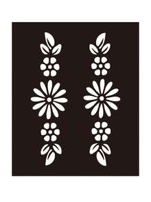 Western Style Hollowed Out Temporary Tattoo For Body, Henna Hand Painting Design - Black - View 3