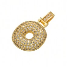 1入鑲嵌泡泡字母金鍍吊墜項鍊,26個字母供男女日常佩戴