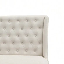 LIVINGANDHOME Living And Home Beige Upholstered Tufted Dining Bench - Beige - View 8