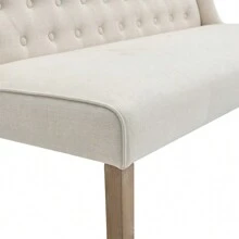 LIVINGANDHOME Living And Home Beige Upholstered Tufted Dining Bench - Beige - View 10
