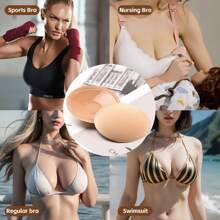 1 par de Almohadillas casuales para cubrir pezones de mujeres DOUBLJU con cinta adhesiva para el Body, esenciales para vacaciones en la playa