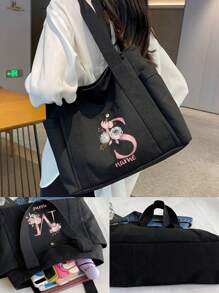 Customized Shoulder Tote Bags A To Z Initials Gold Letter Pattern Canvas Shopping Bag Personal Tailor Women's Large Capacity Organizer Shoulder Bags Grocery Handbags Personalized Reusable Storage Bag Custom Name Pattern Commute Canvas Bag Travel Picnic Bag Beach Ba, Portable, Multifunction, Versatile, Large Capacity, All-Purpose, Colorful, Cute, Adorable, Kawaii, Y2K, Vacay Vibes/Vacation, Leisure, Commuting, Business Casual, Girlfriend, Boyfriend, Family, Friends, For Outdoors/Outings/Travel/Hiking/Stadium/Sports/Climbing, For Business/Commute/Work/Office, Vacation