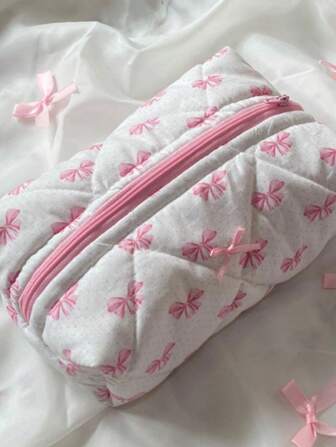 Sweet & Fresh Bow-Knot Clasped Cosmetic Bag, Rose Printed Toiletry Organizer With Large Capacity, Portable Makeup Organizer Makeup Storage Bag Mini Pouch Travel Small Makeup Case Accessories Make Up Holder Brush Bag Make Up Container Cosmetic Bag Travel Essentials Ladies Accessories Travelling Stuff Makeup Bag Makeup Bags Makeup Pouch Make Up Pouch