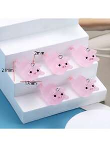 5入組五種款式迷你豬可愛夜光樹脂材質鑰匙扣手鍊項鏈掛件，DIY手工珠寶配件製作22*25.5mm W274 - 夜光樹脂小豬-5件 - 查看 14