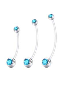 CIZME 3Pcs Plastic Pregnancy Belly Button Rings Long Bar Navel Rings For Maternity Sport Pregnant Women Flexible Clear Belly Piercing Retainer 25mm/32mm/38mmLength Bar - Multicolor - View 5